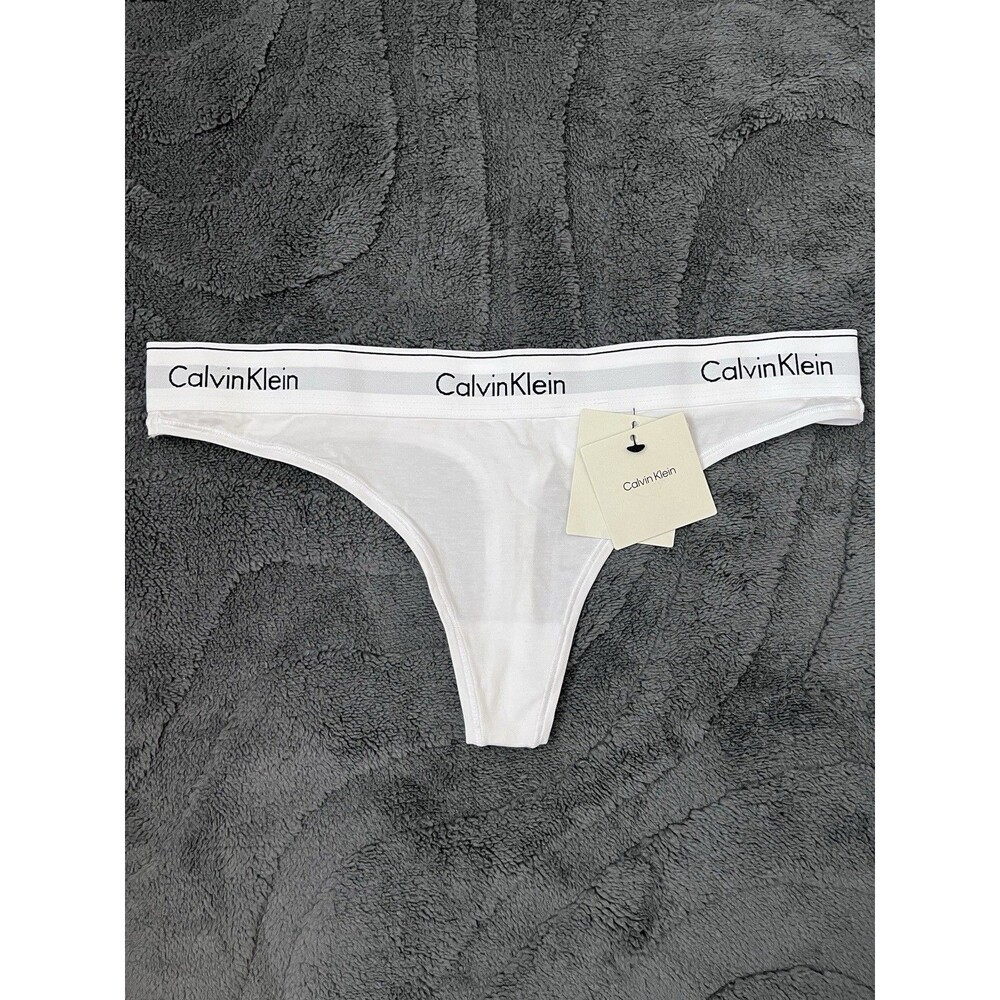 NEW Calvin Klein Cotton Thong Underwear Size Large White - Picture 1 of 4